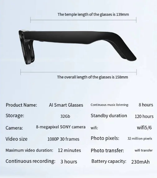 AI Camera Smart Glasses